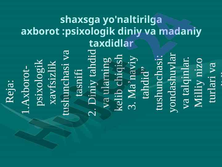 Axborot-psixologik xavfsizlik va tahdidlar