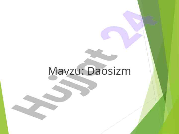 Daosizm falsafiy ta'limot sifatida xitoyda