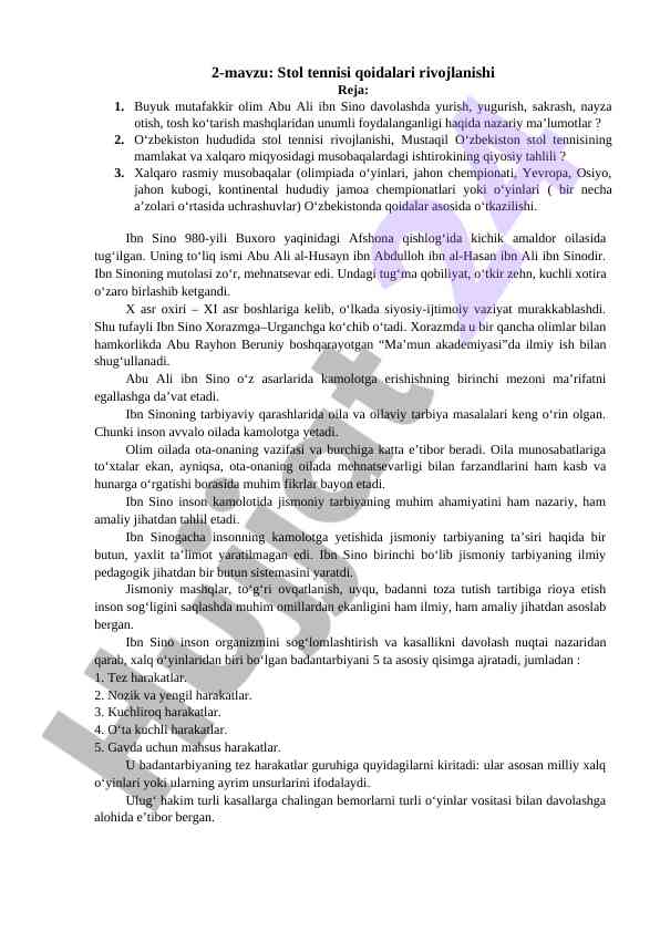 Stol tennisining qoidalari rivojlanishi