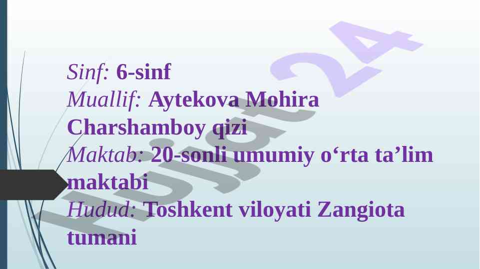 Gullarning xilma-xilligi mavzusida dars ishlanmasi
