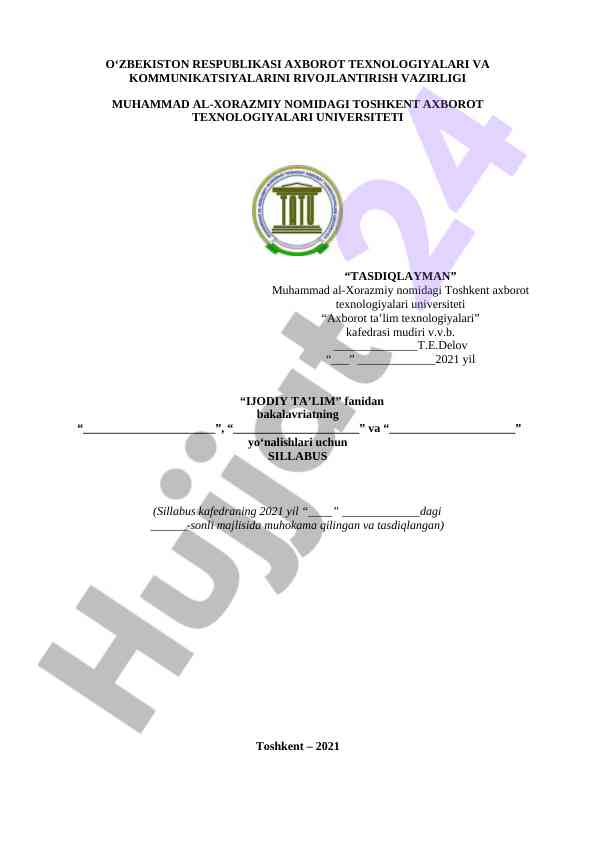 Ijodiy ta’lim kursi sillabusi 2021 yil