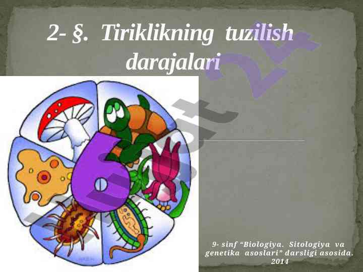 Tiriklikning tuzilish darajalari va tizimlar