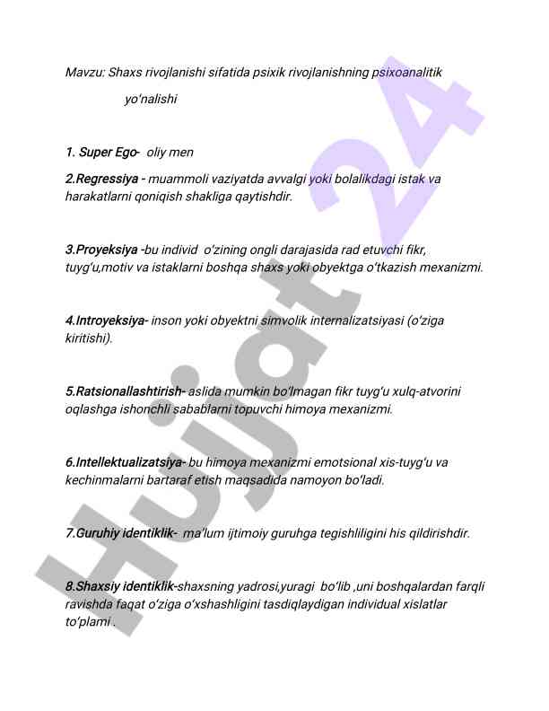 Psikoanalitik yoʻnalishda shaxs rivojlanishi