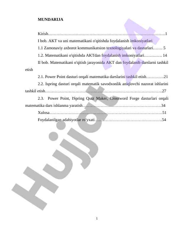 Akt matematikani o'qitishda foydalanish imkoniyatlari