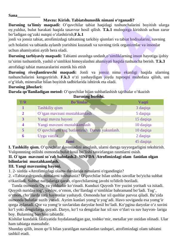 Kirish: tabiatshunoslikni o‘rganish maqsadlari