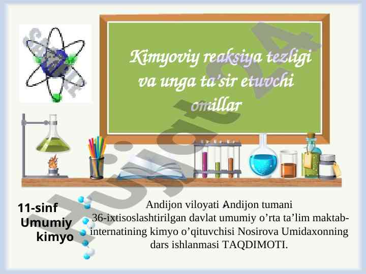 Kimyoviy reaksiya tezligi va ta’sir etuvchi omillar