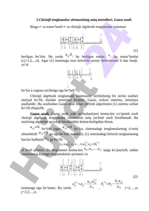 Chiziqli tenglamalar sistemasi va gauss usuli