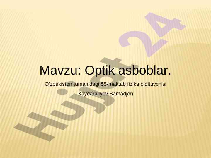 Optik asboblar ta’limi va ekologik tarbiya