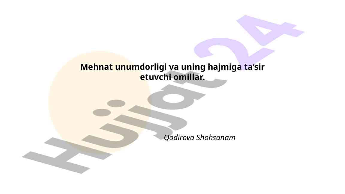 Mehnat unumdorligi va uning o'sishga ta’siri
