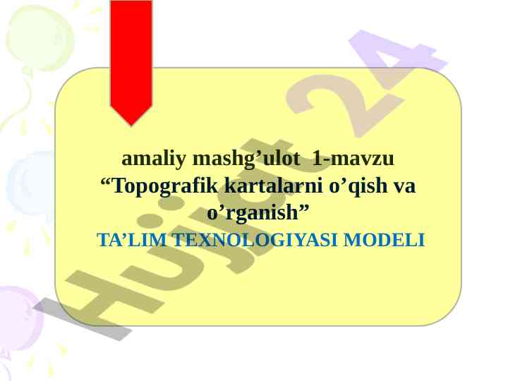 Topografik kartalarni o'qish va o'rganish mavzusi