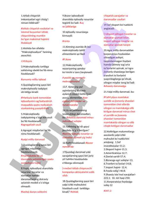 Makroiqtisodiyot fanining asosiy prinsiplari