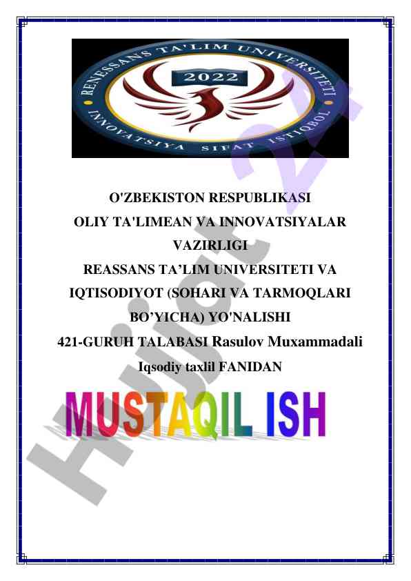 Korporativ moliyani samarali tashkil etish tadqiqoti