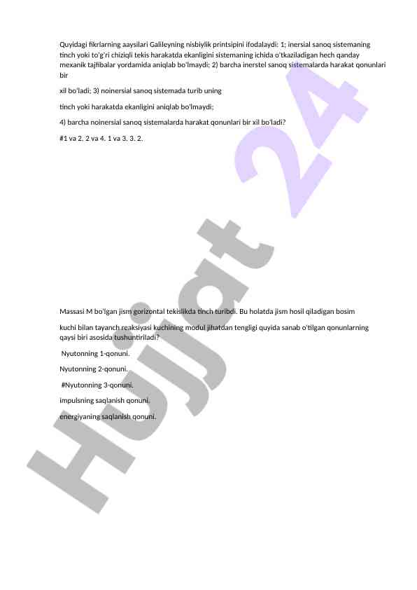 Galileyning nisbiylik printsipi haqida fikrlar