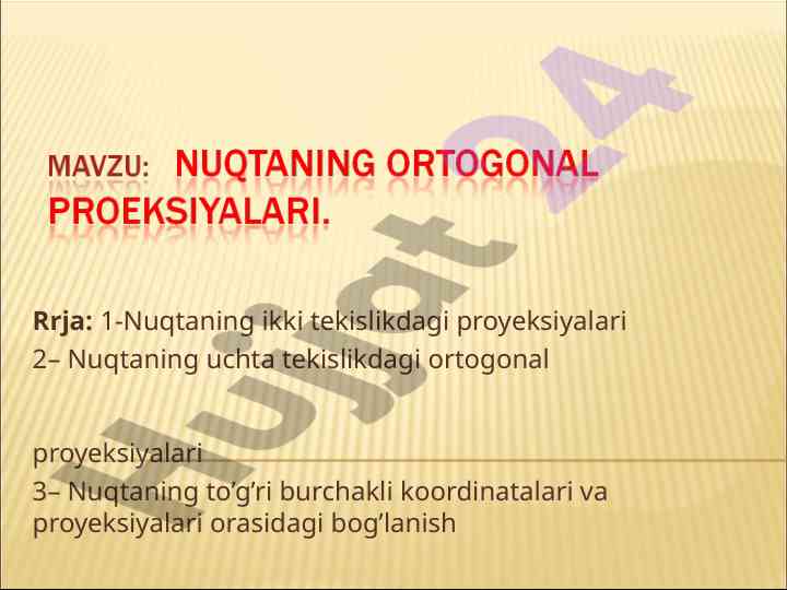 Nuqtaning proyeksiyalari va koordinatalari tahlili