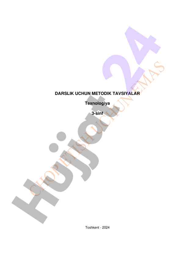 Darslik uchun metodik tavsiyalar texnologiya 3-sinf