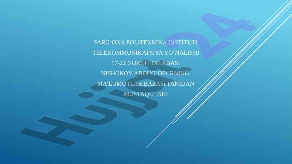 Ma'lumotlar bazasini normallashtirish jarayoni