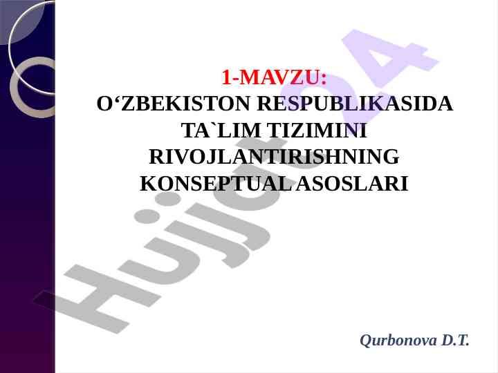 O‘zbekiston ta‘lim tizimini rivojlantirish konseptsiyasi