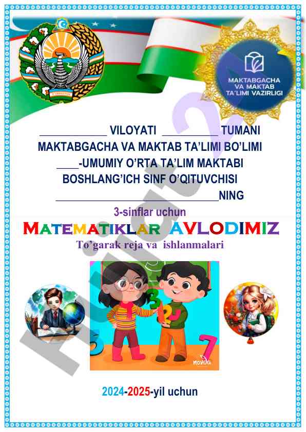 Matematiklar avlodimiz to‘garak reja 2024-2025