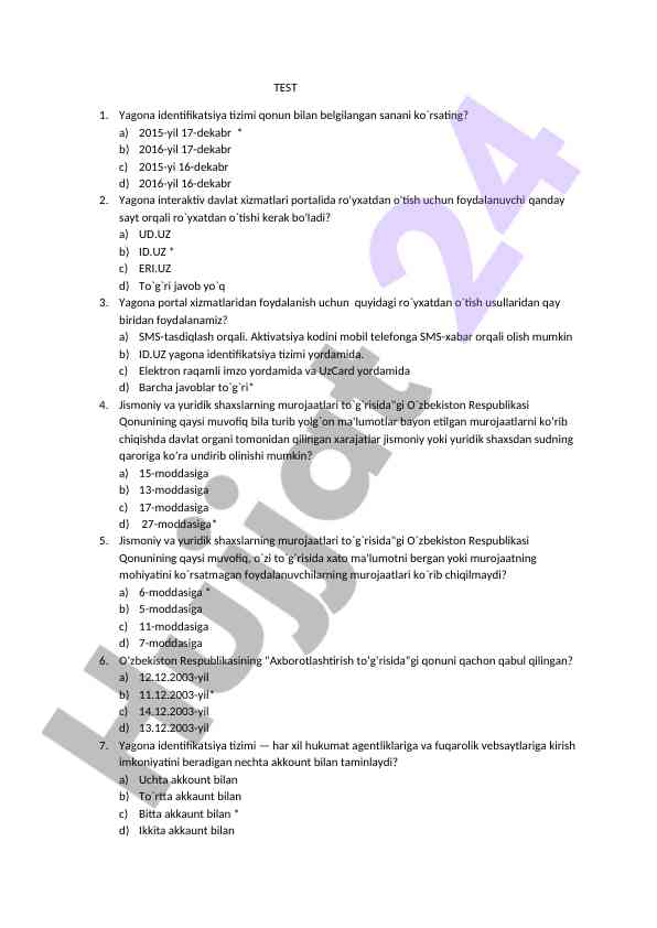 Yagona identifikatsiya tizimi qoidalari