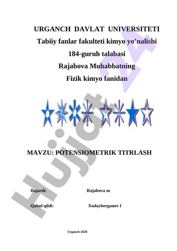 Potensiyometrik titrlash usullari va qo'llanilishi