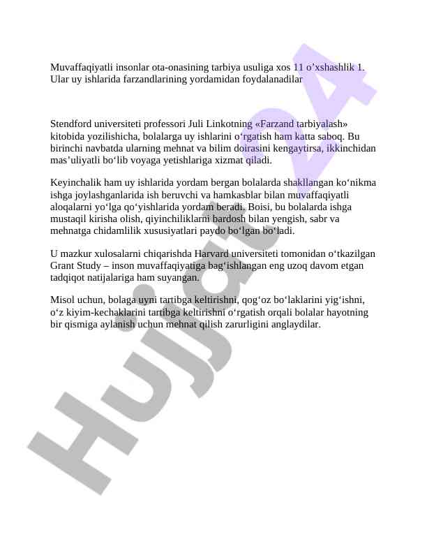 Ota-onalar tarbiyasi va bolalar muvaffaqiyati
