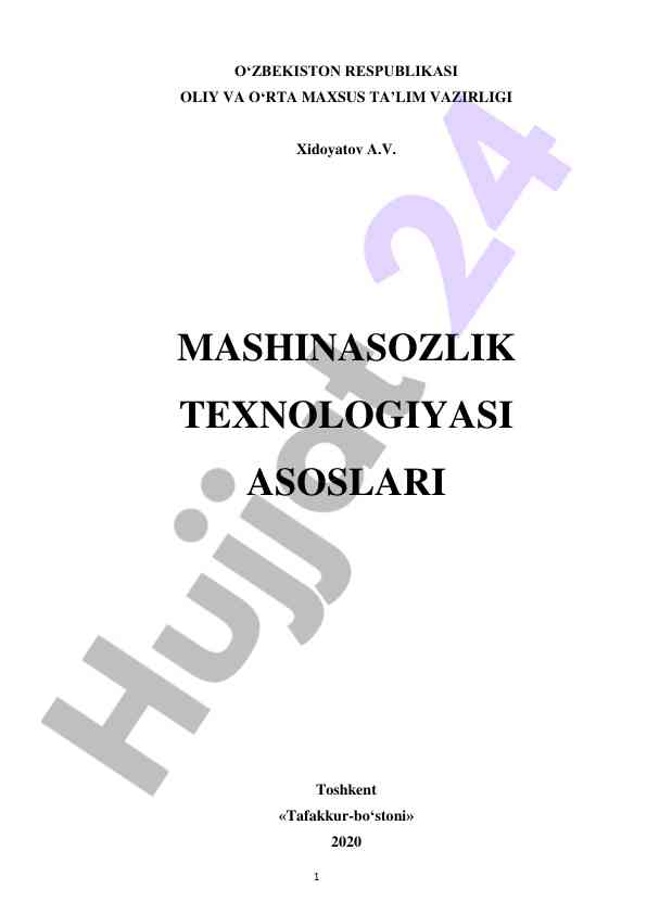 Mashinasozlik texnologiyasi asoslari darslik