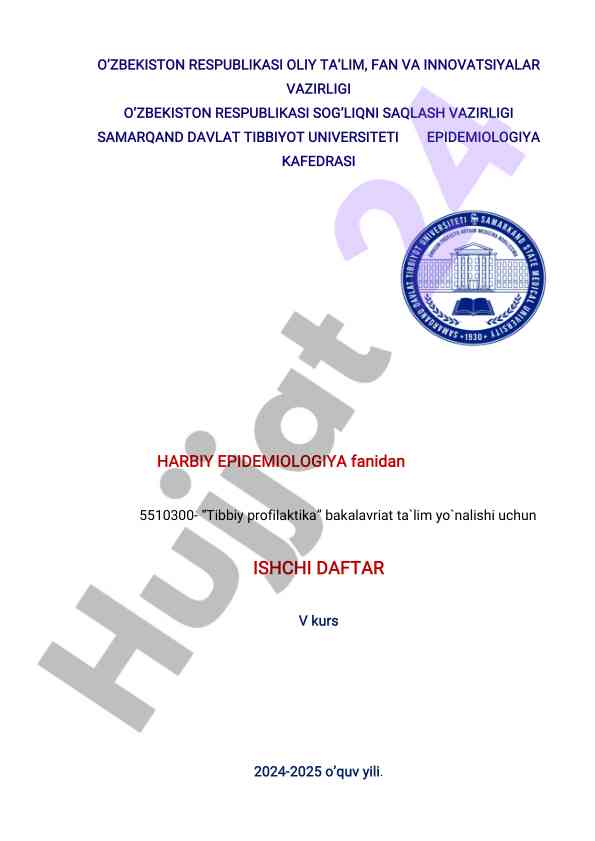Harbiy epidemiologiya fanidan ishchi daftar 2024-2025