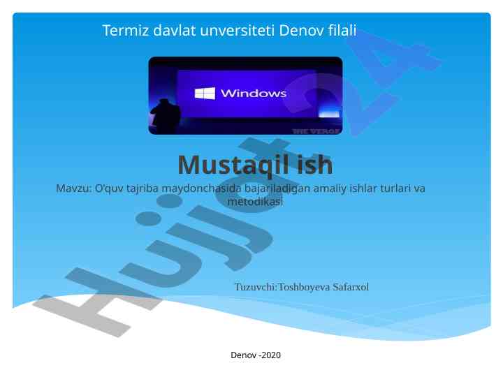 O'quv tajriba maydonchasida amaliy ishlar metodikasi
