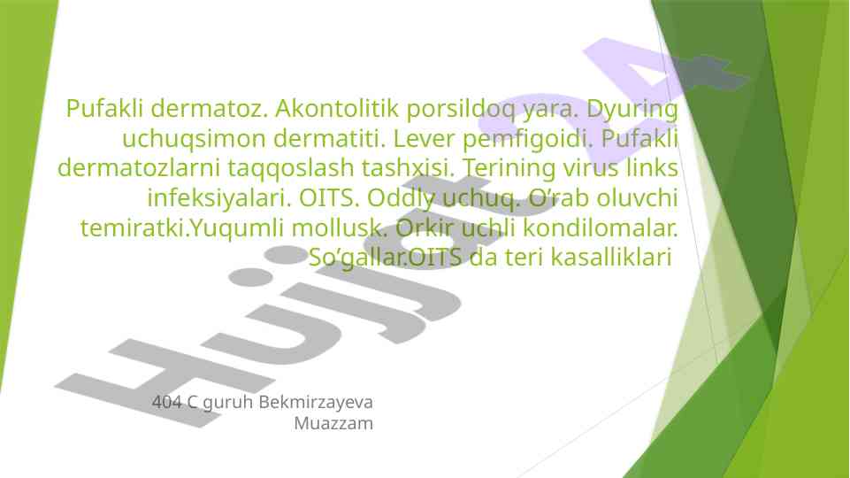 Pufakli dermatozlar tahlili va tasnifi