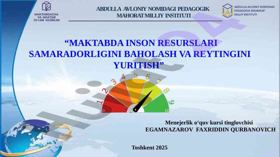 Maktabda inson resurslari samaradorligini baholash