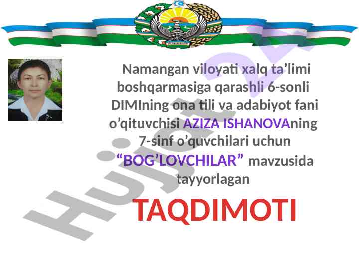Bog'lovchilar mavzusida taqdimot rejasi