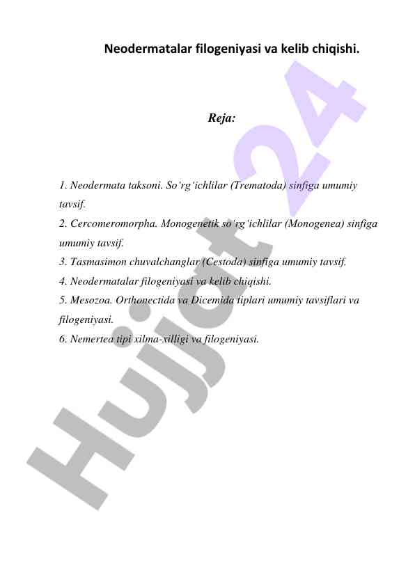 Neodermatalar filogeniyasi va kelib chiqishi