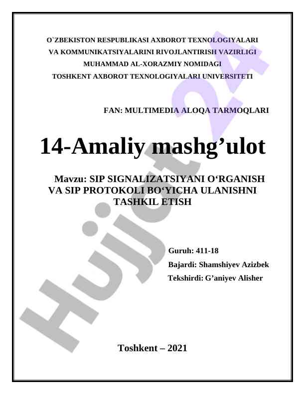 Sip signalizatsiya protokoli va ulanishni o‘rganish