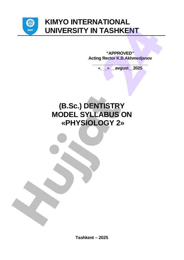 Dentistry model syllabus on physiology 2