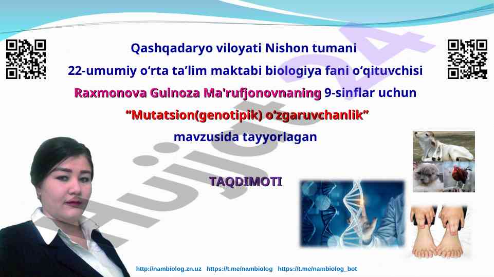 Mutatsion o‘zgaruvchanlik mavzusida taqdimot