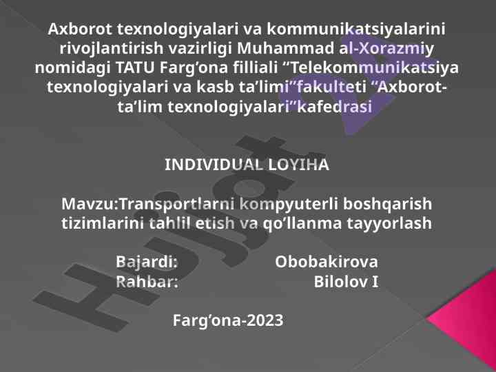 Transportlarni kompyuterli boshqarish tizimlari tahlili