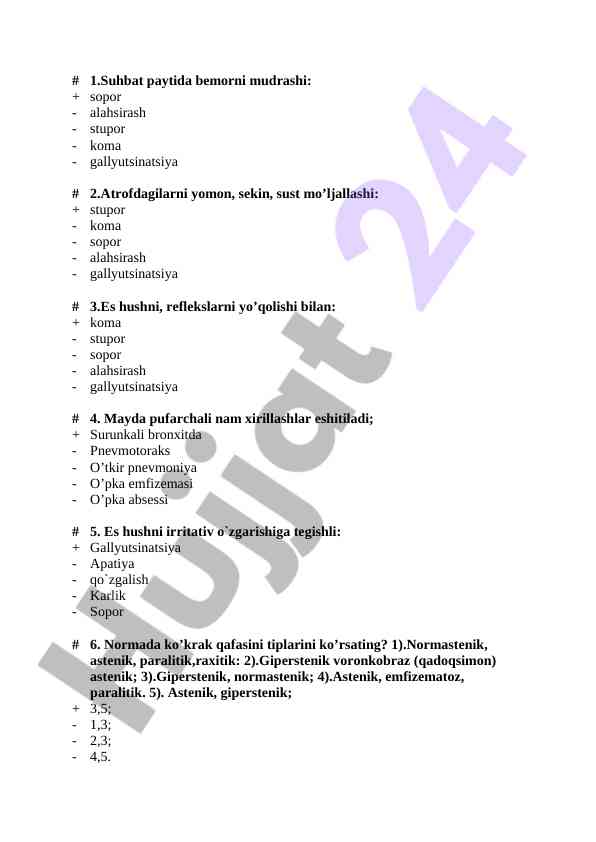 Tibbiyotda koma va stupor holatlari tahlili
