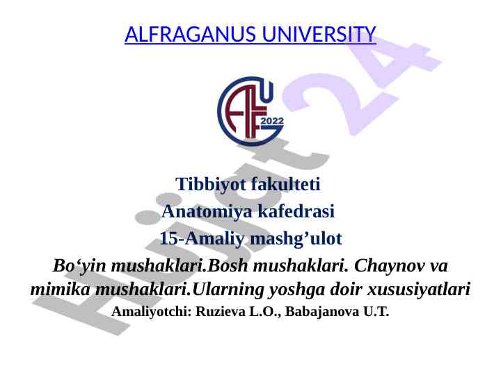 Bo‘yin va bosh mushaklari amaliy mashg‘uloti