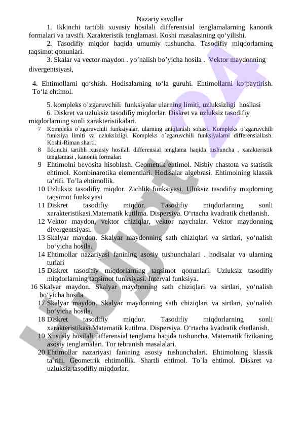 Ikkinchi tartibli xususiy hosilali tenglamalar