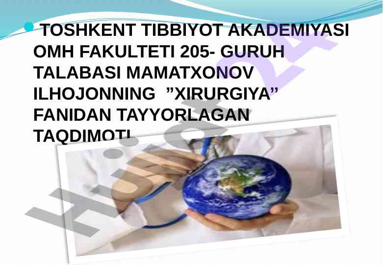 Xirurgik asboblar va sterilizatsiya usullari