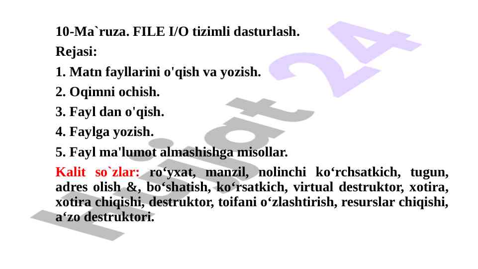 Matn fayllarini o'qish va yozish texnologiyalari