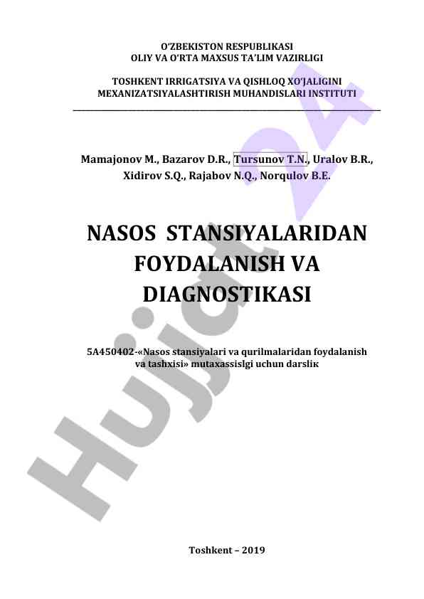 Nasos stansiyalaridan foydalanish va diagnostikasi