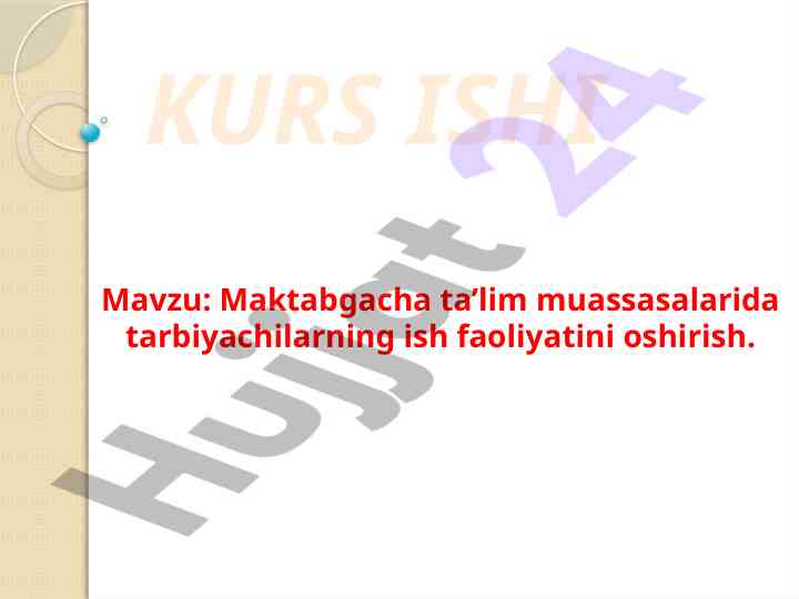 Maktabgacha Ta'lim Muassasalarida Tarbiyachilarning Ish
