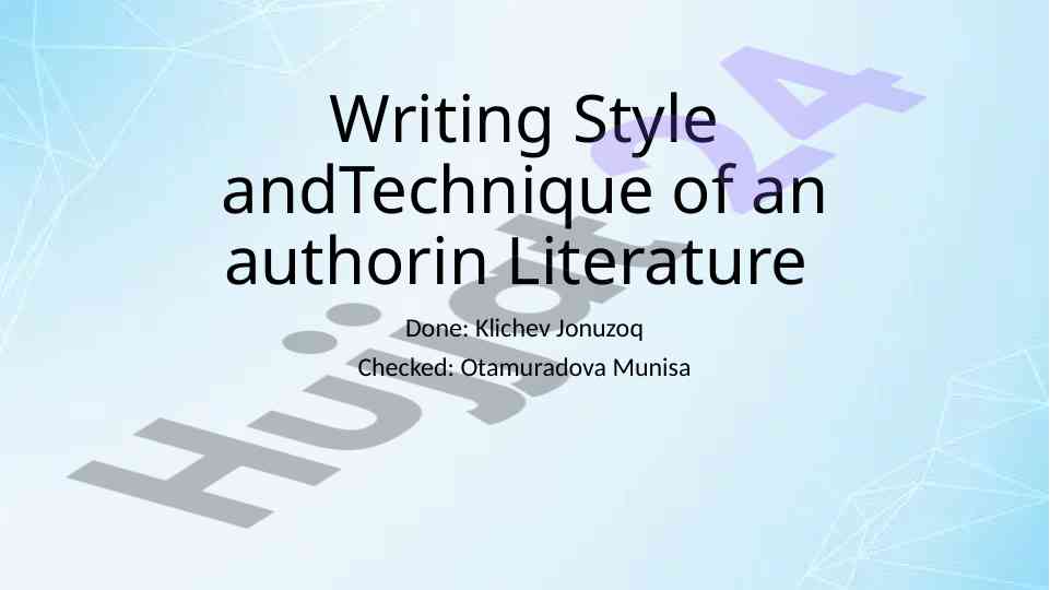 Writing style and technique in literature overview