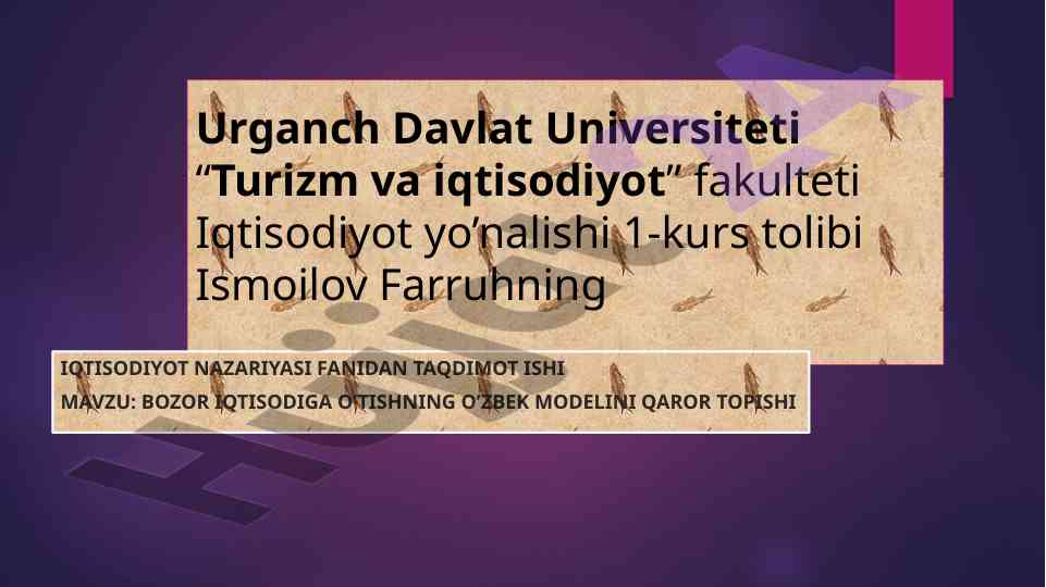 O‘zbek modeli bozor iqtisodiga o‘tish jarayoni