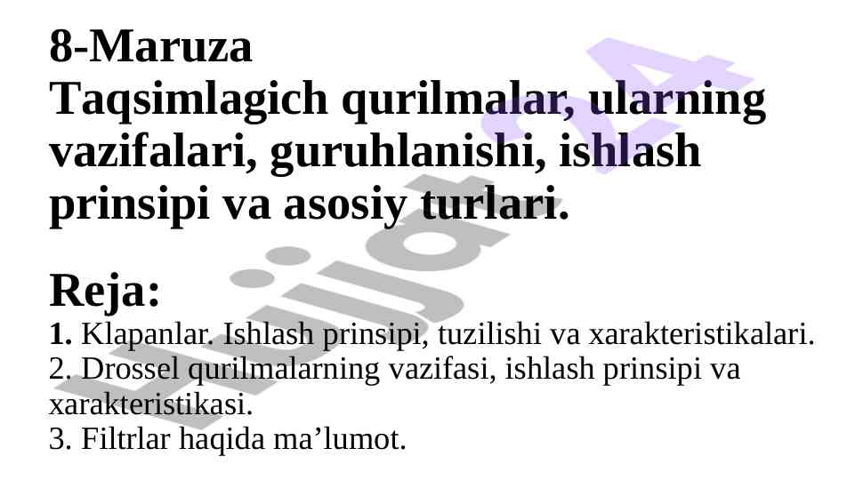 Taqsimlagich qurilmalarining turlari va vazifalari