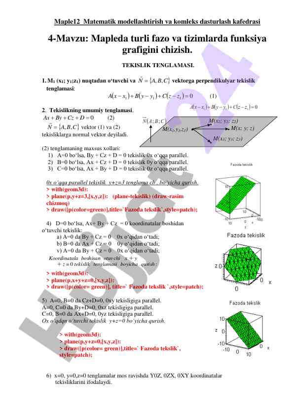 Mapleda funksiya grafigini chizish mavzusi