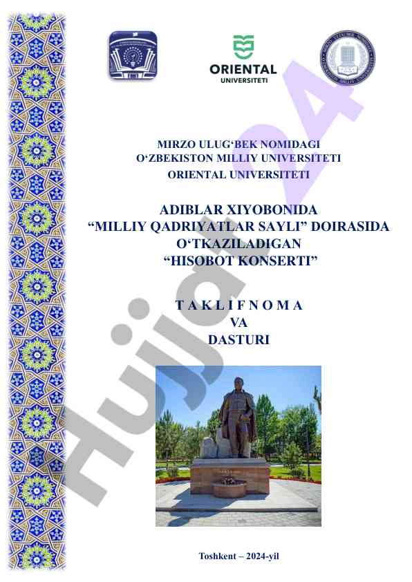 Hisobot konserti taklifnoma va dasturi 2024-yil
