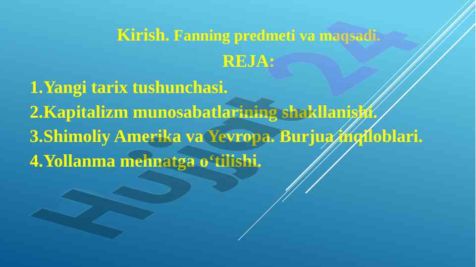 Yangi tarix tushunchasi va uning rivojlanishi