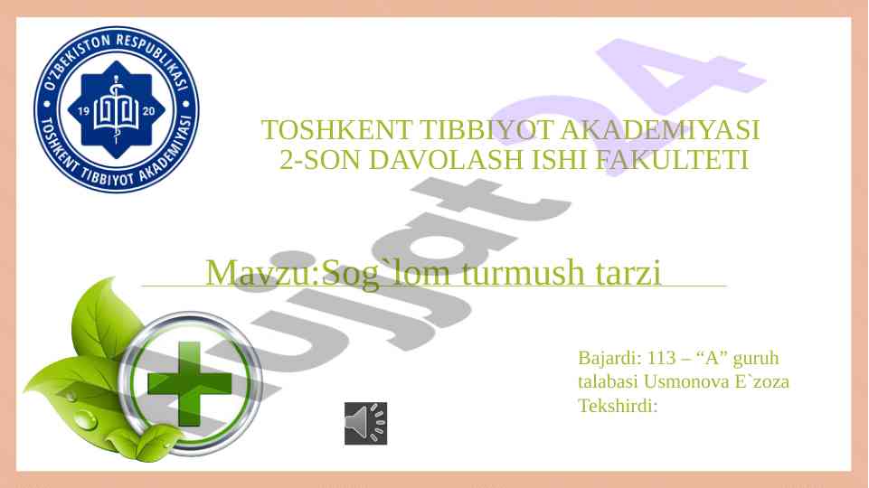 Sog'lom turmush tarzi nima uchun muhim